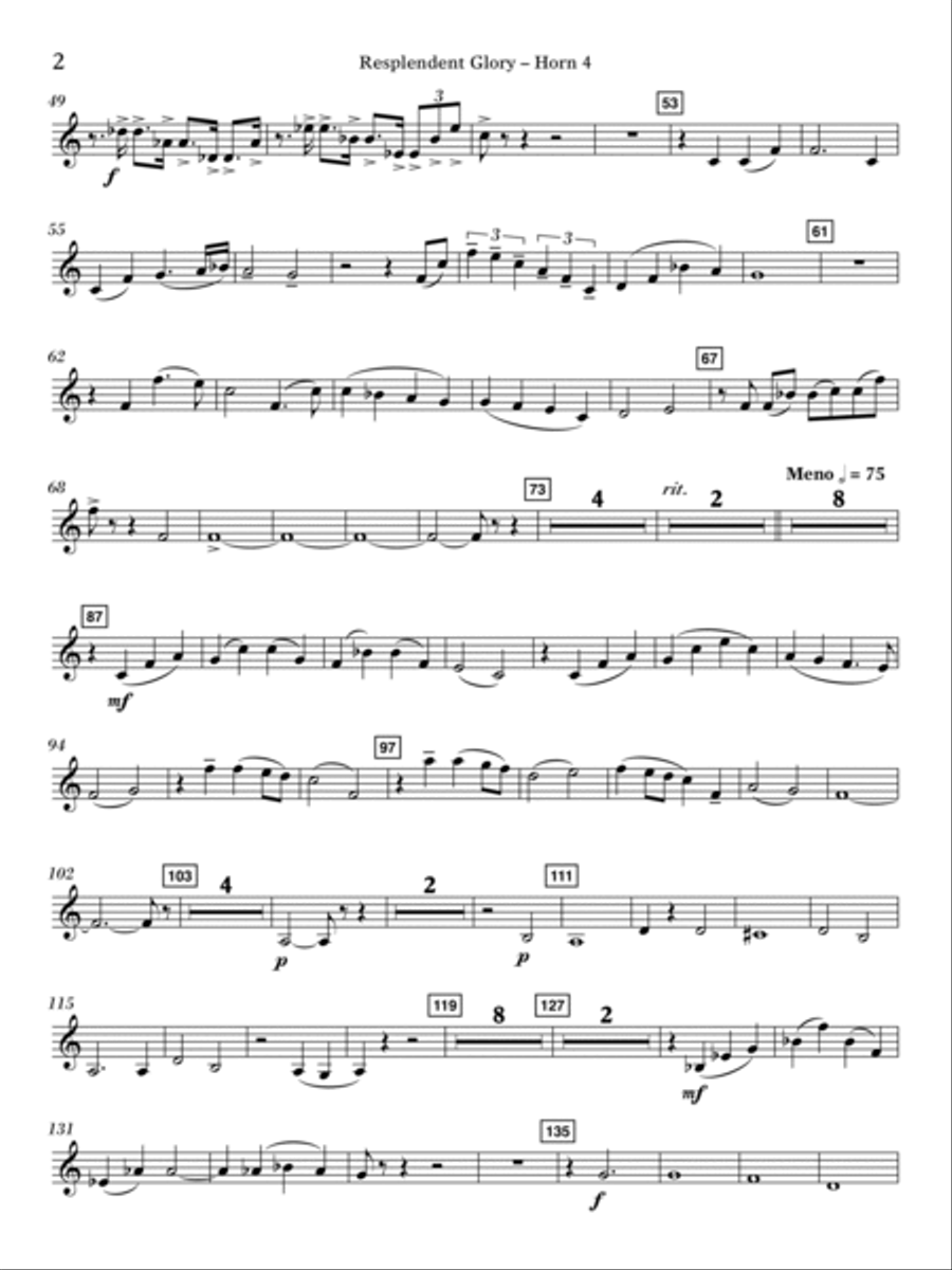 Resplendent Glory - Horn 4 in F Concert Band scores gallery preview page 2
