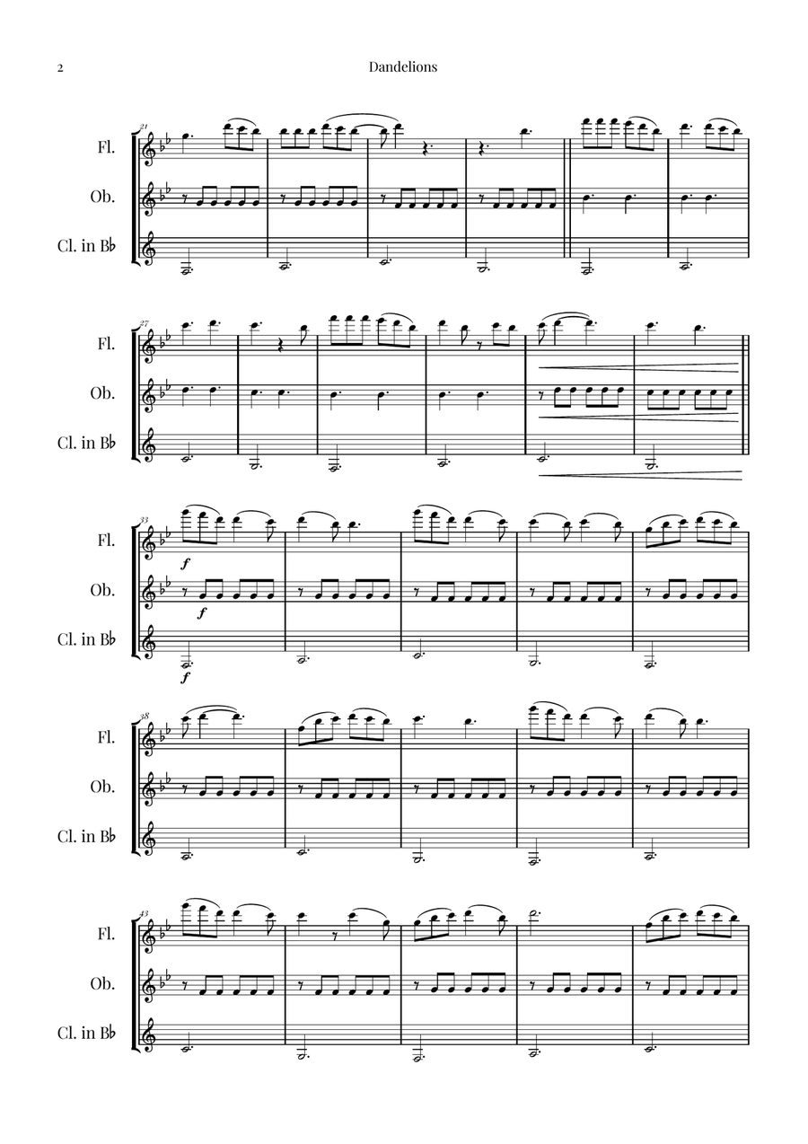 Dandelions Woodwind Trio scores gallery preview page 2