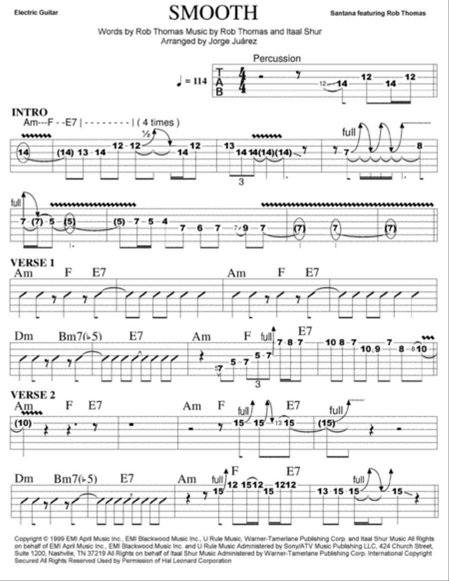 Smooth Smooth Guitar Tablature scores gallery preview page 1