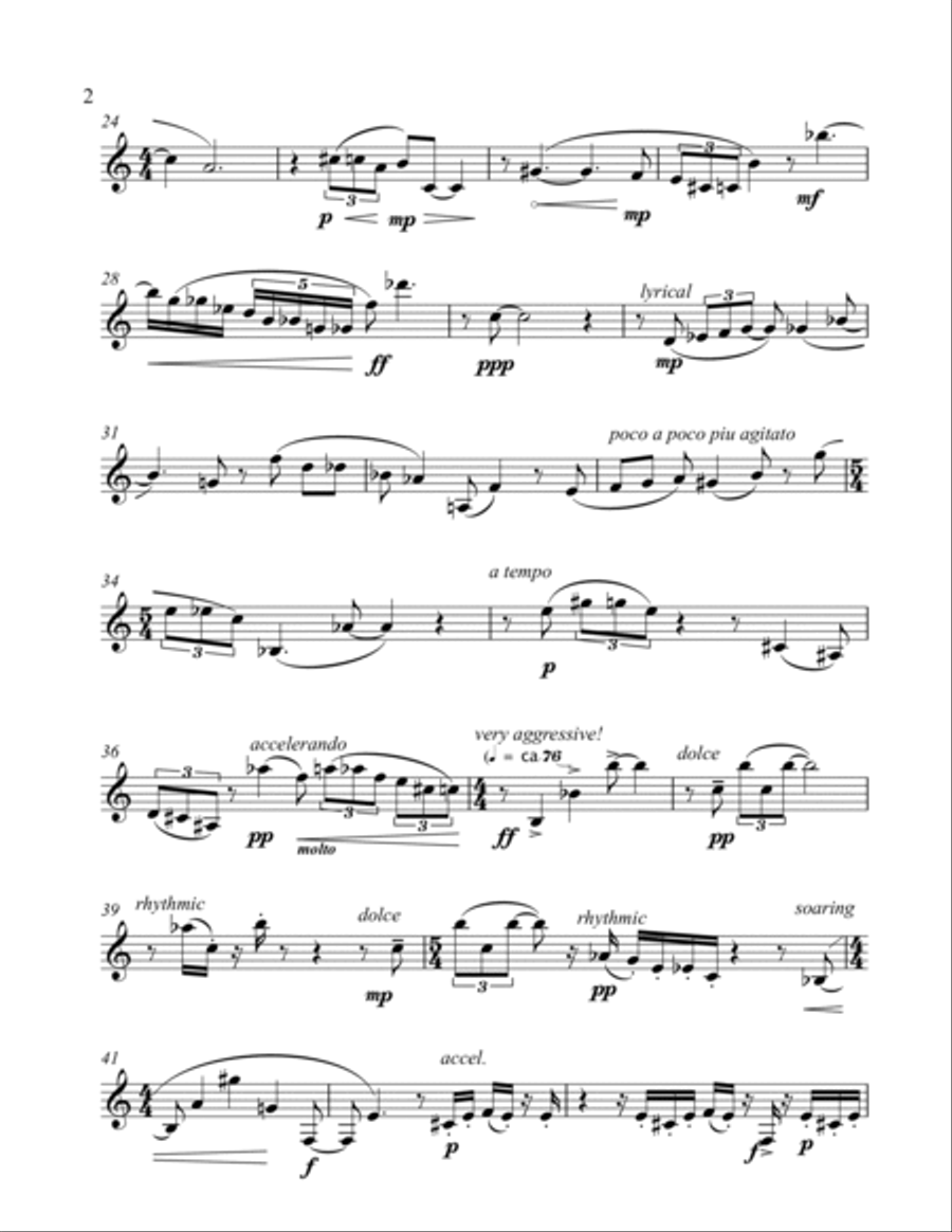 Mood Chart for solo clarinet Clarinet Solo scores gallery preview page 2