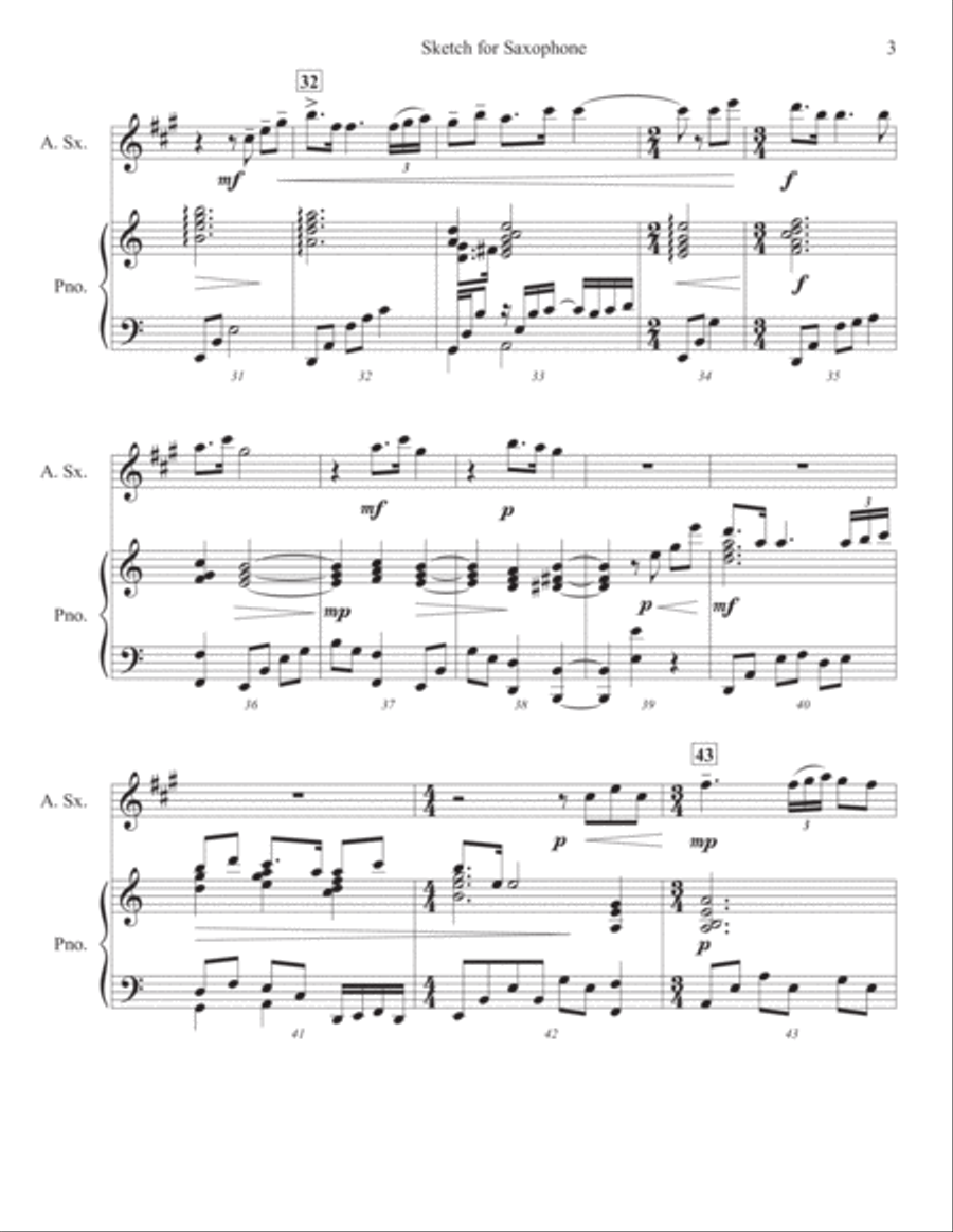 Sketch for Saxophone Alto Saxophone scores gallery preview page 4