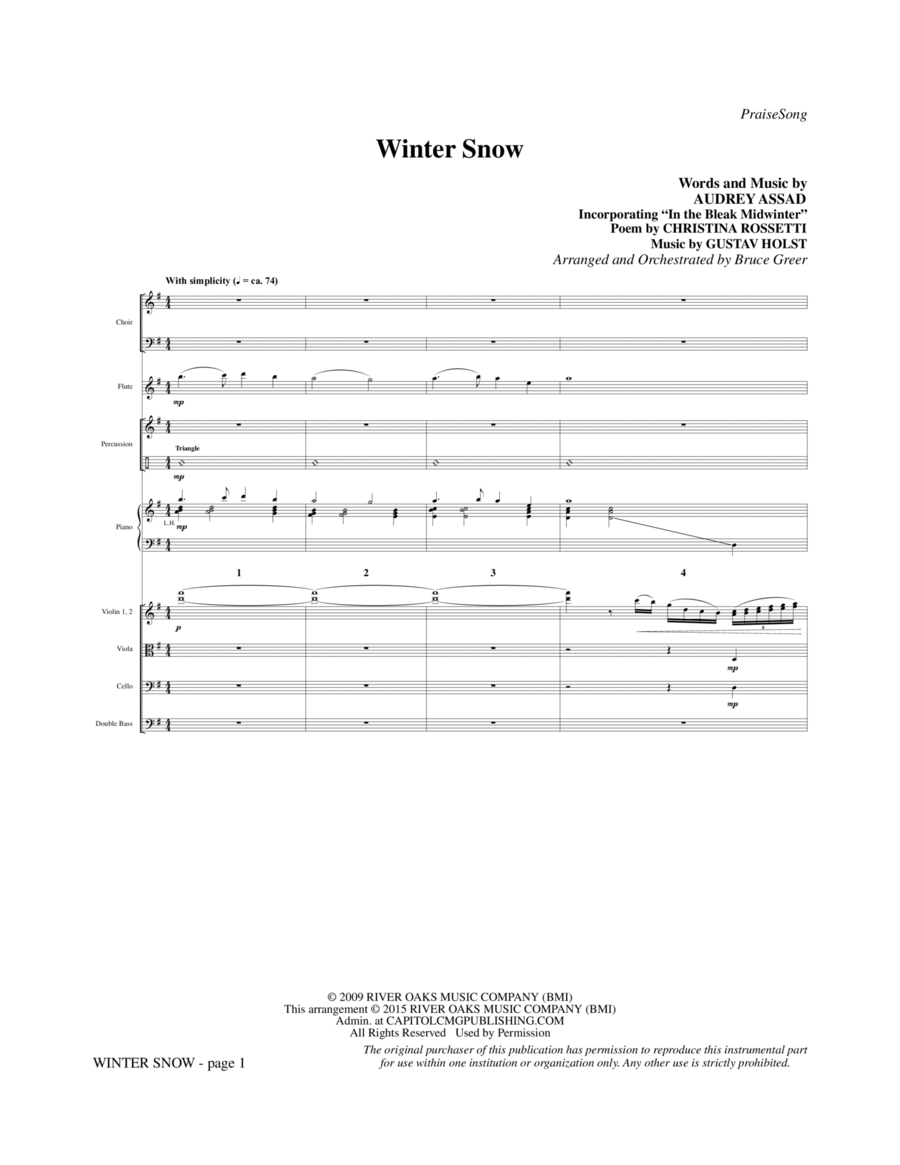 Winter Snow - Full Score Choir scores gallery preview page 1