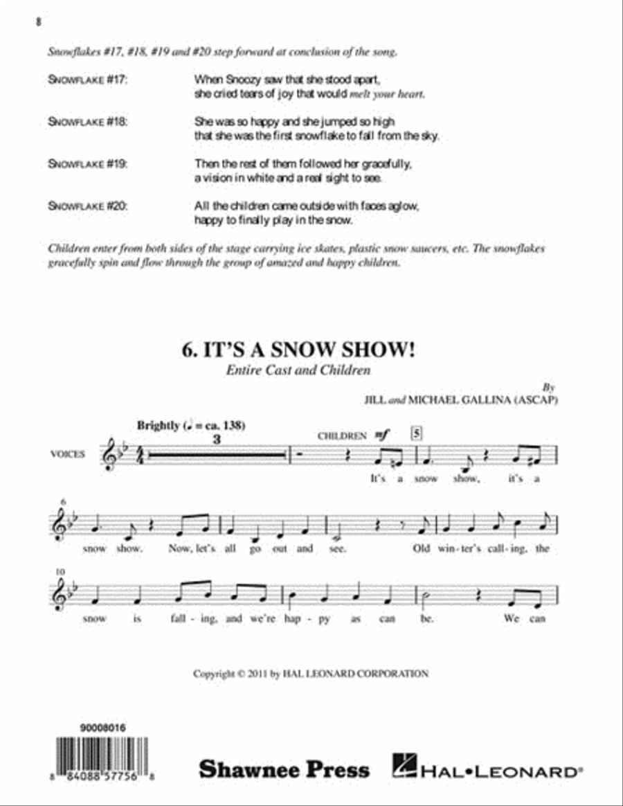 Snoozy Snowflake Unison Choir scores gallery preview page 9