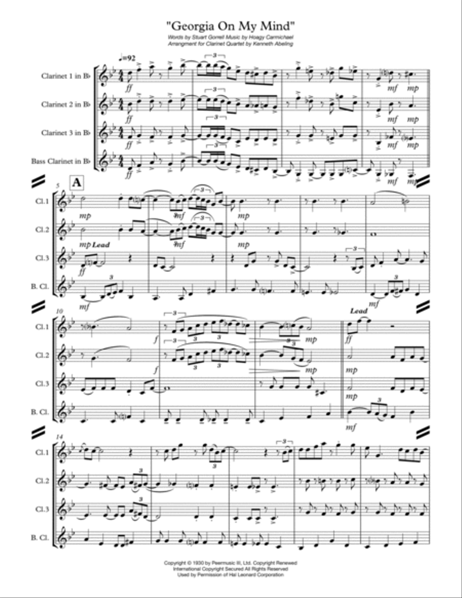 Georgia On My Mind Woodwind Ensemble scores gallery preview page 2
