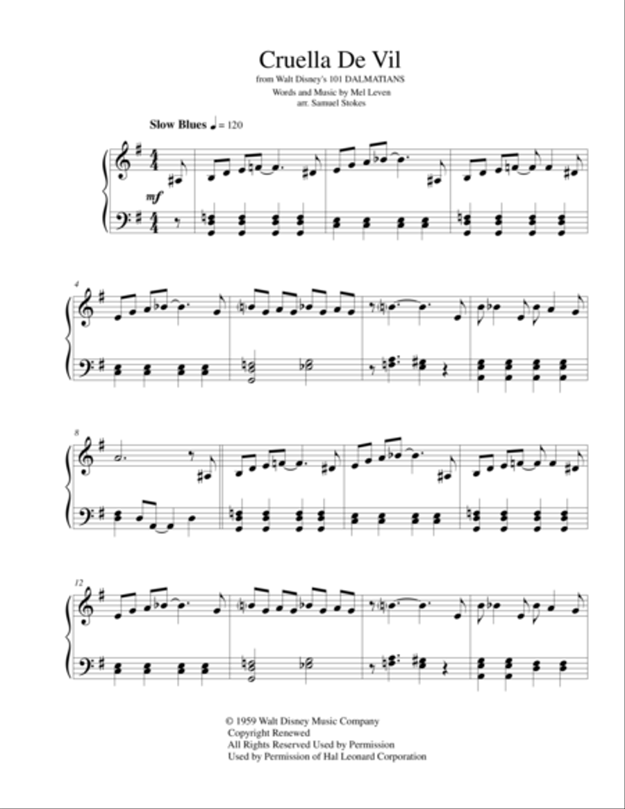 Cruella De Vil Piano Solo scores gallery preview page 1