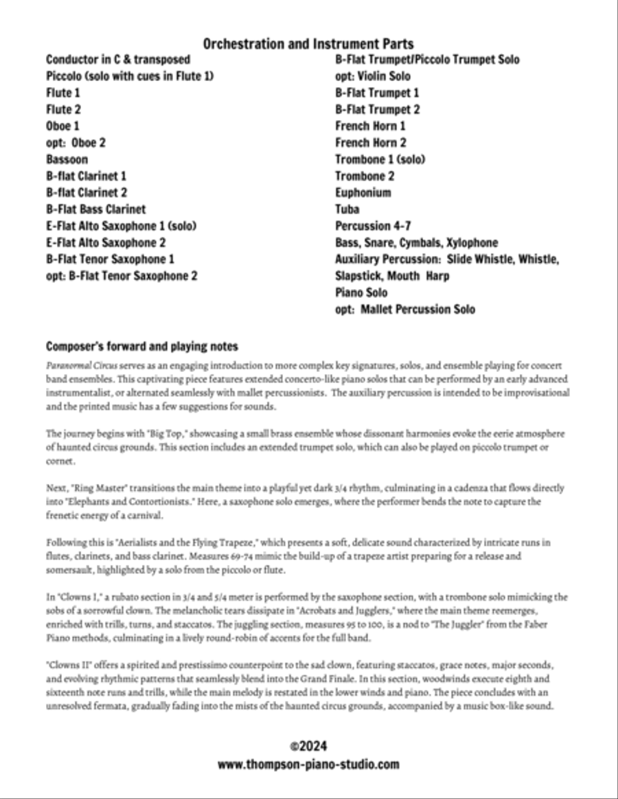 Paranormal Circus Concert Band scores gallery preview page 2