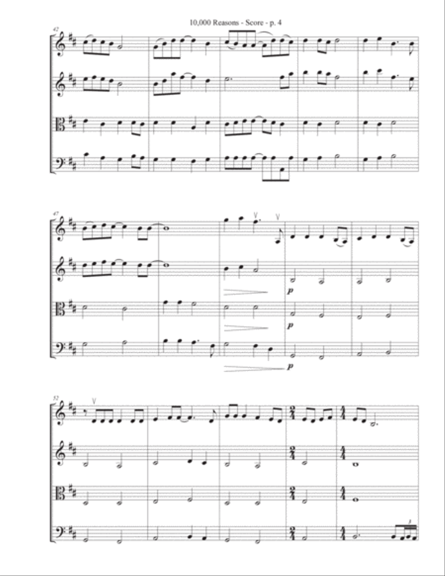 10,000 Reasons (Bless The Lord) String Quartet scores gallery preview page 5