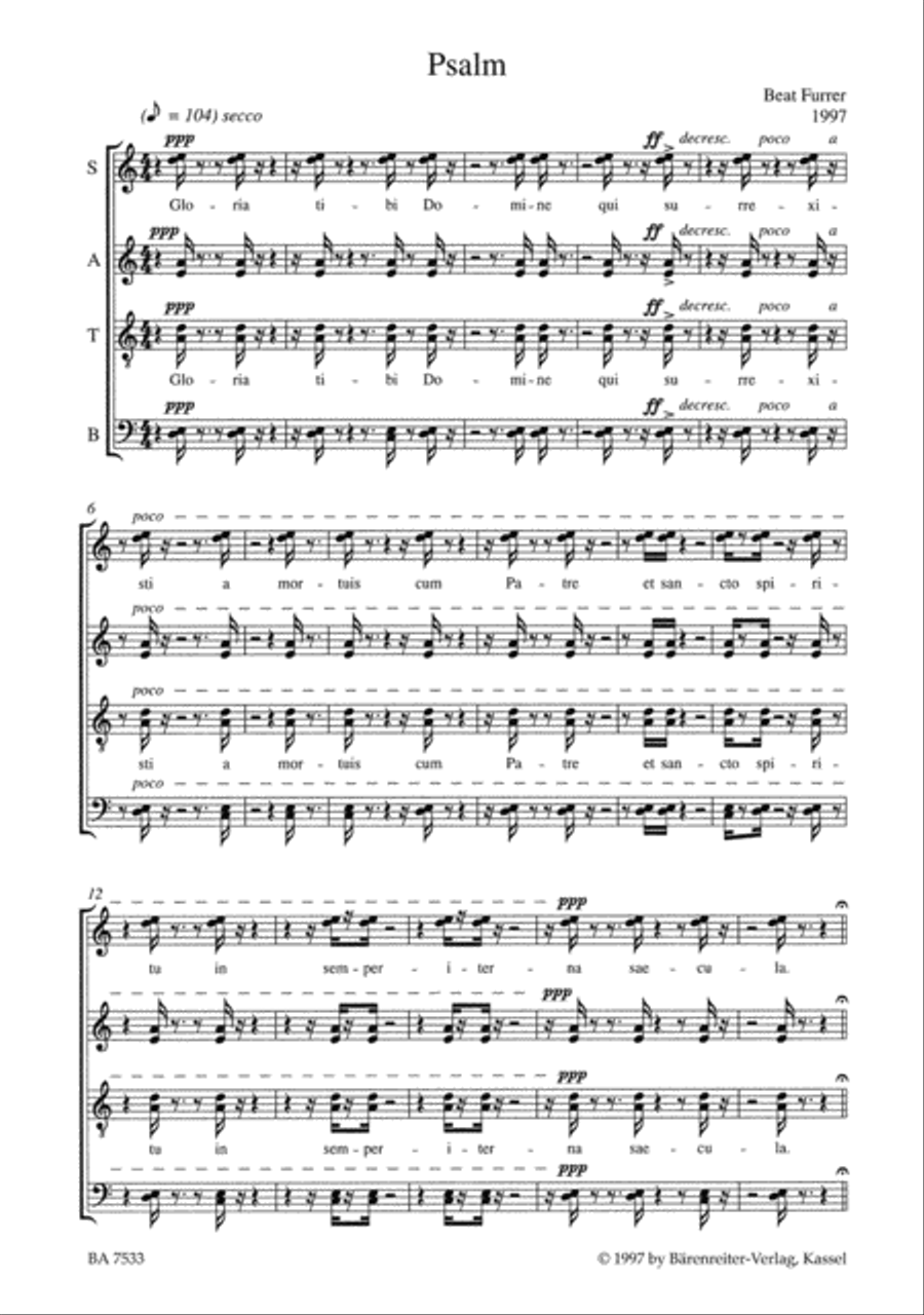 Psalm für achtstimmigen Chor a cappella (1997) SSAATTBB scores gallery preview page 2