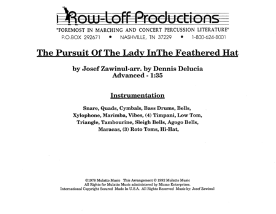 Pursuit Of The Lady In The Feathered Hat, The w/Tutor Tracks Percussion Ensemble scores gallery preview page 2