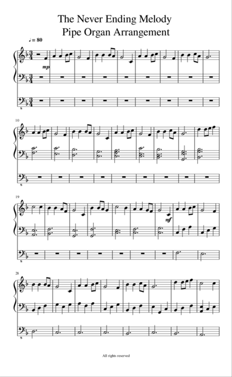 The Never Ending Melody Organ Arrangement Organ Solo scores gallery preview page 2