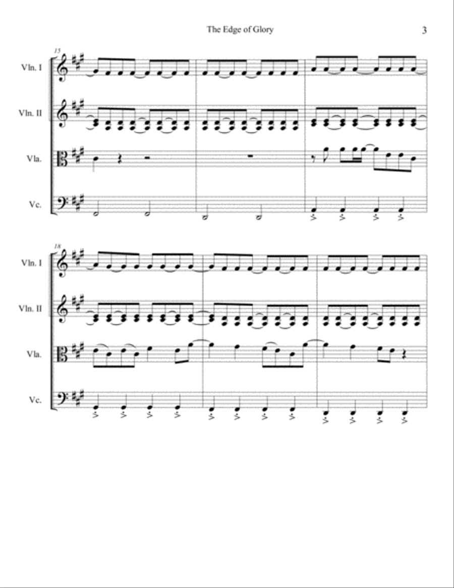 The Edge Of Glory The Edge Of Glory String Quartet scores gallery preview page 3