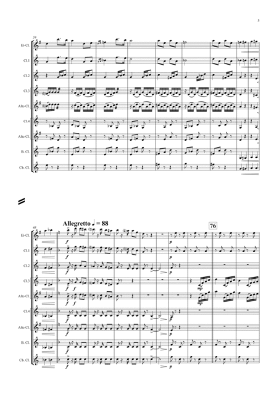 Die Fledermaus (Bb) - Johann Strauss - Overture - Clarinet Choir Letter Clarinet Choir scores gallery preview page 5