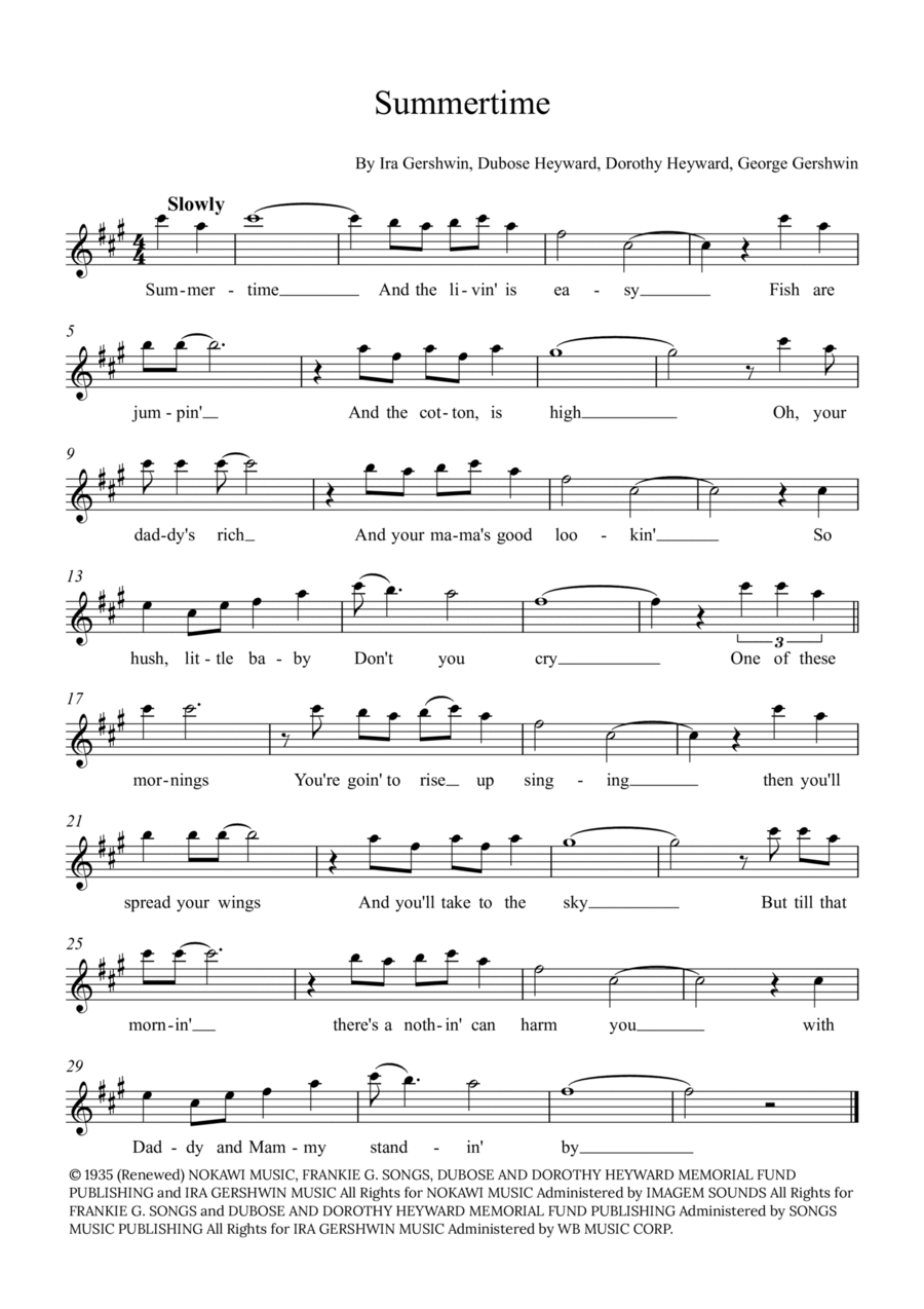 Summertime Alto Saxophone scores gallery preview page 1