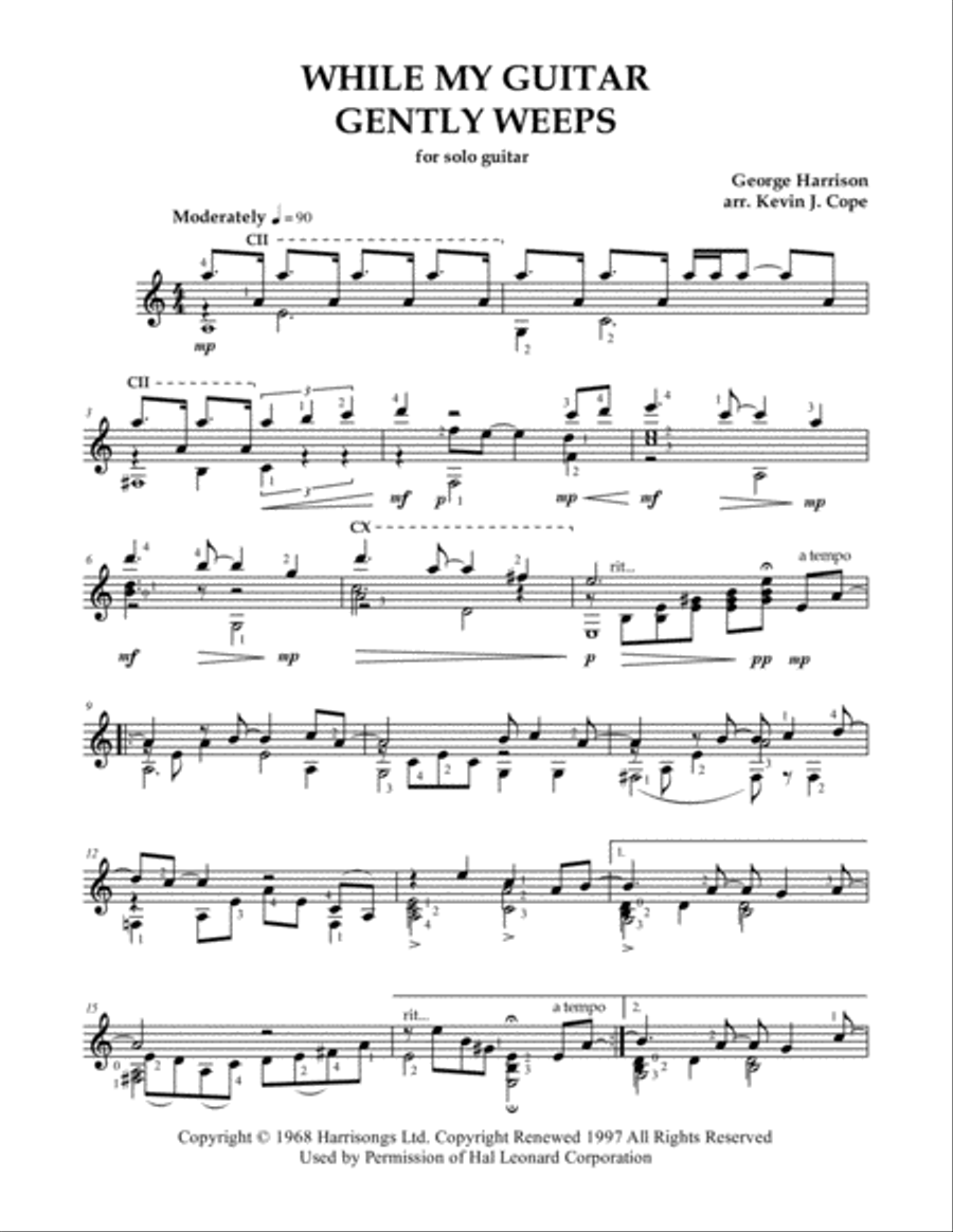 While My Guitar Gently Weeps Guitar Solo scores gallery preview page 1