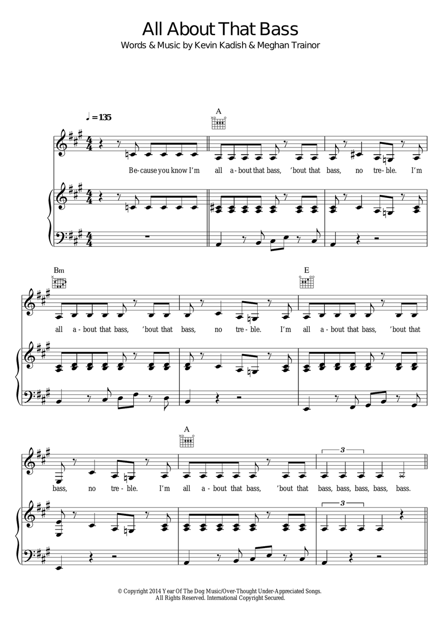 All About That Bass All About That Bass Acoustic Guitar scores gallery preview page 1