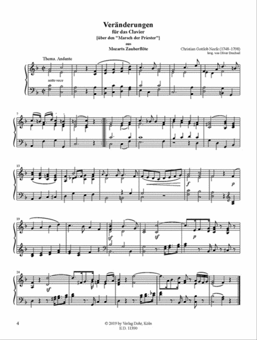 Marsch der Priester aus Mozarts Zauberflöte -Variationen für Klavier (Clavichord)- Piano Solo scores gallery preview page 2