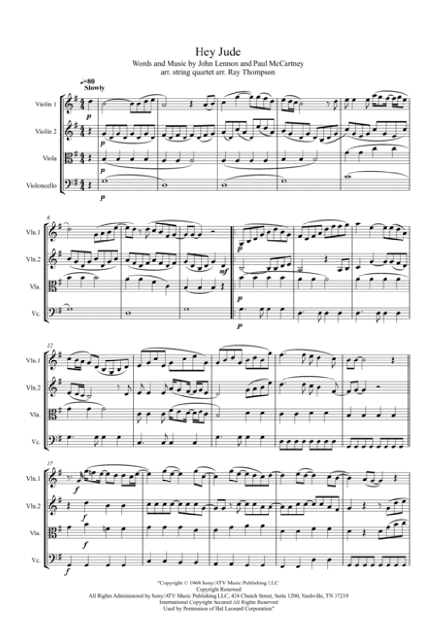 Hey Jude String Quartet scores gallery preview page 2