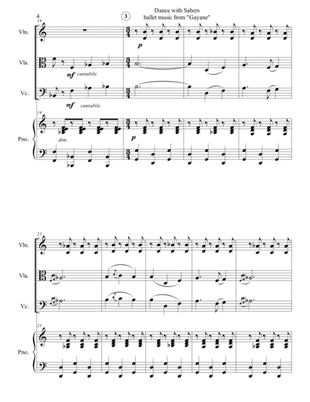 Aram Khachaturian - Sabre Dance (Dance with Sabers) arr. for piano quartet (score and parts)