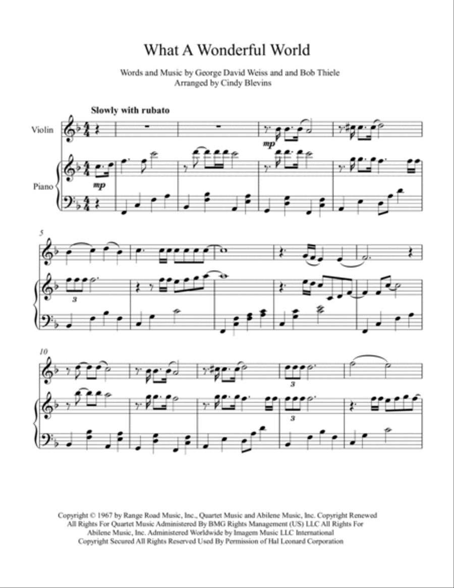 What A Wonderful World Violin Solo scores gallery preview page 2