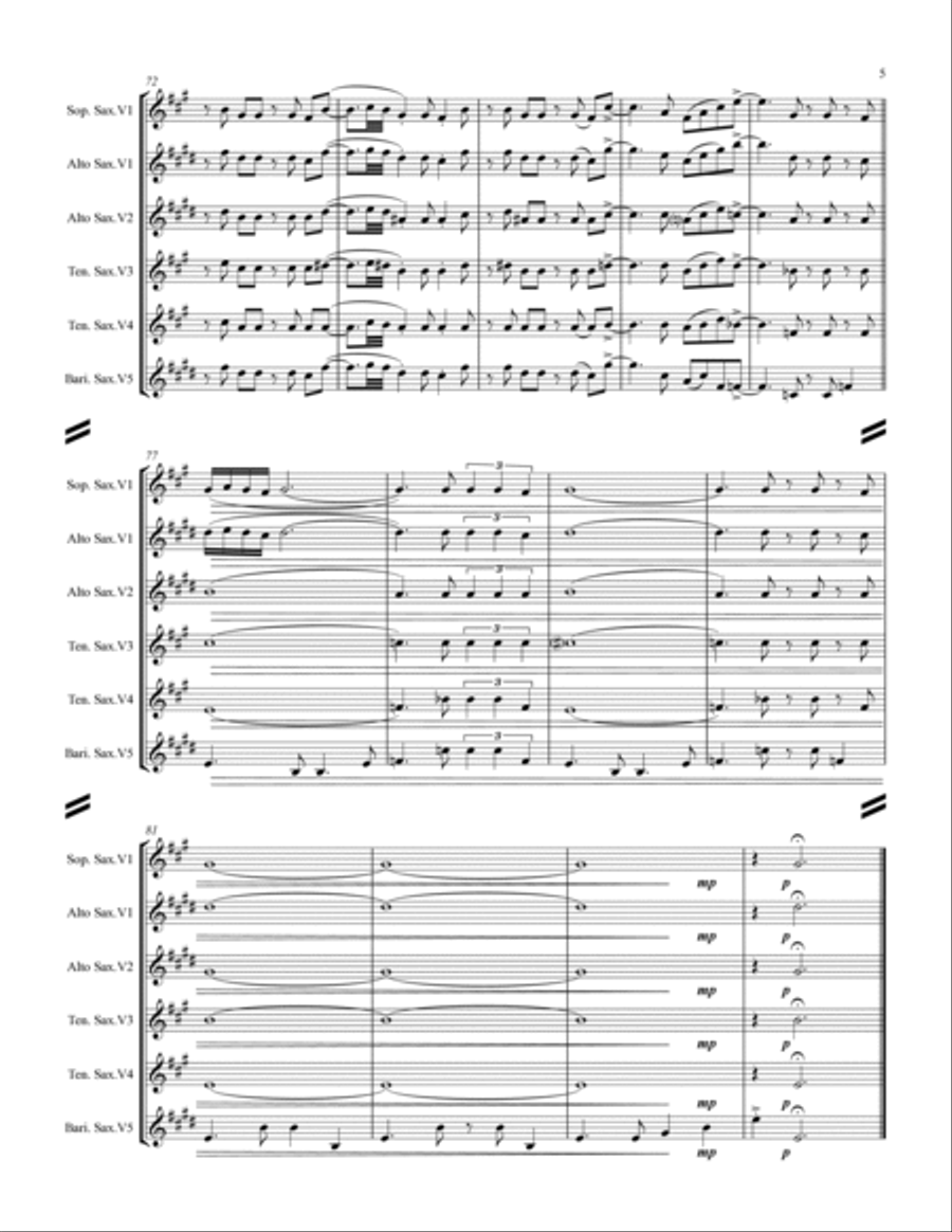 The Girl From Ipanema (Garota De Ipanema) Saxophone Quintet scores gallery preview page 6