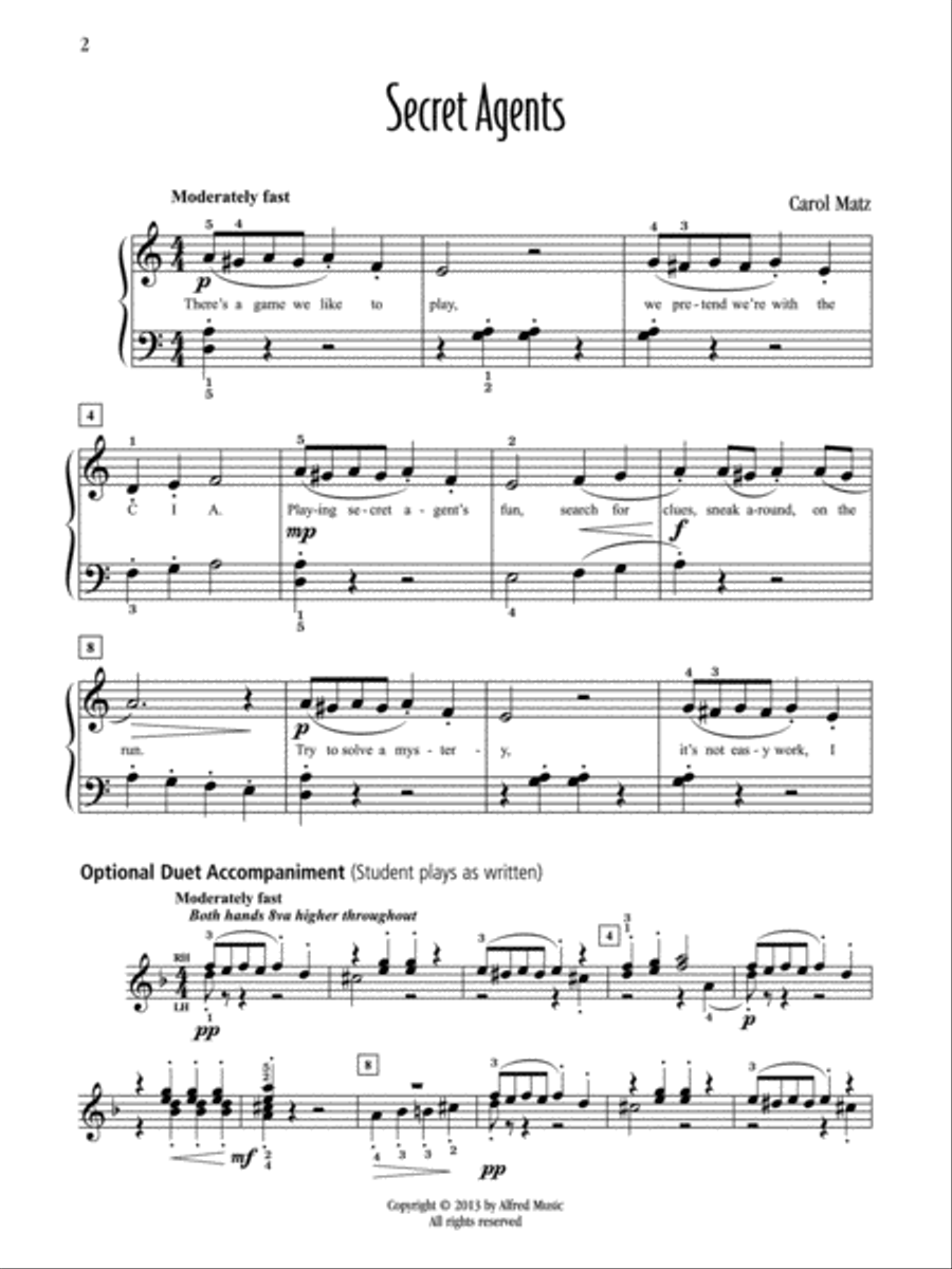 Secret Agents Easy Piano scores gallery preview page 2