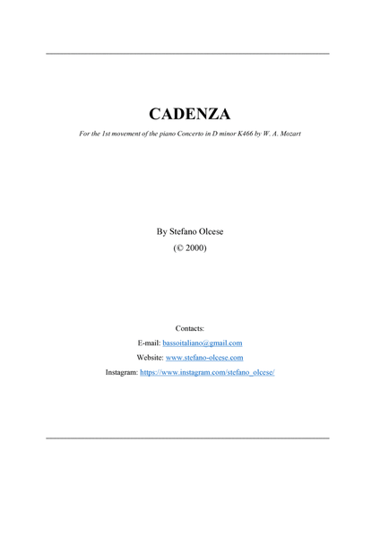 Cadenza for Mozart's piano Concerto K466