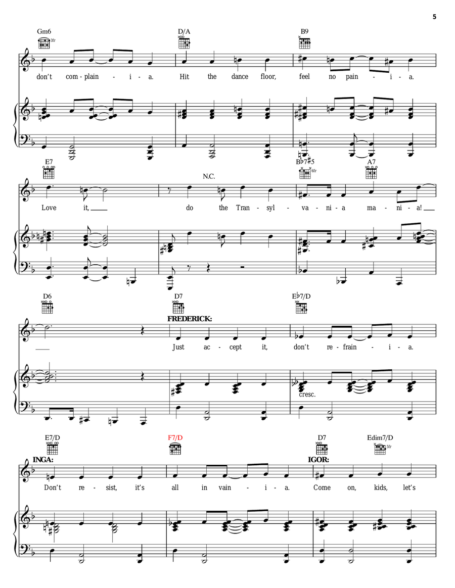 Transylvania Mania Piano, Vocal, Guitar scores gallery preview page 5