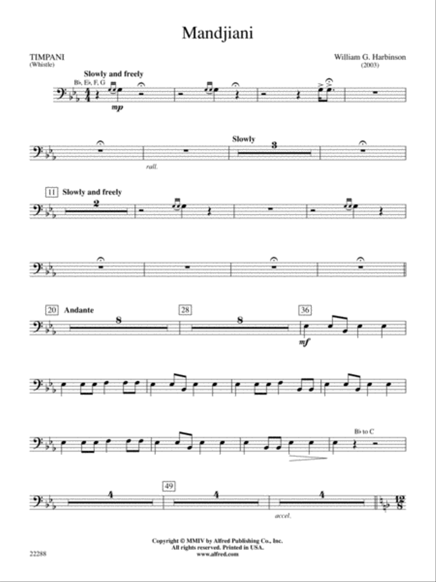 Mandjiani: Timpani Concert Band scores gallery preview page 1