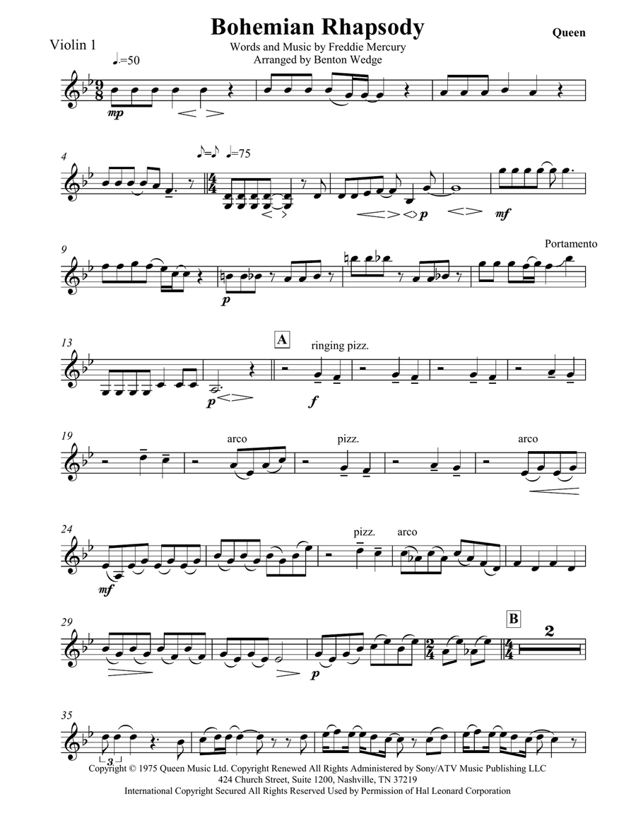 Bohemian Rhapsody Bohemian Rhapsody String Quartet scores gallery preview page 1