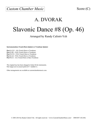 Book cover for Dvorak Slavonic Dance #8 (French horn quintet or trombone quintet)