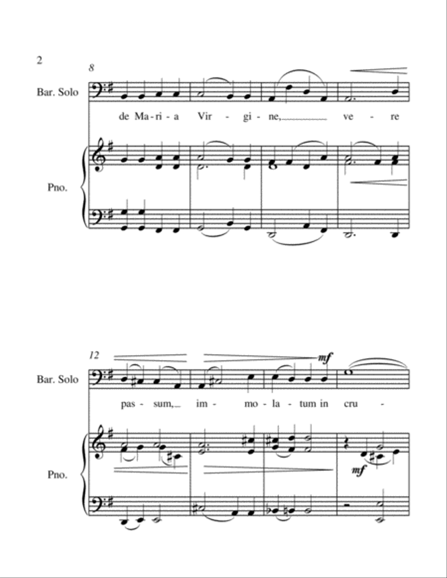 Ave Verum Corpus Baritone Voice and Piano - Intermediate level Baritone Horn TC scores gallery preview page 2