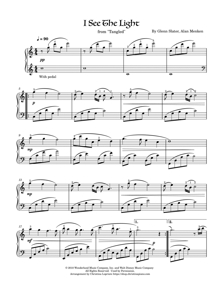 I See The Light Piano Solo scores gallery preview page 1