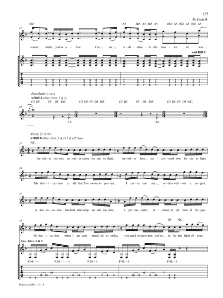 Indestructible Guitar Tablature scores gallery preview page 4