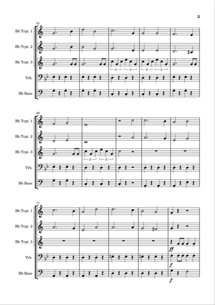Bozner Bergsteigermarsch Brass Quintet scores gallery preview page 5