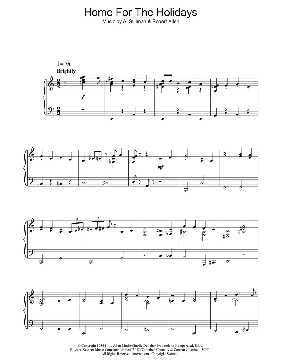 (There's No Place Like) Home For The Holidays Piano Solo scores gallery preview page 1