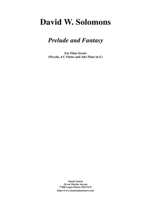 Book cover for David Warin Solomons: Prelude and Fantasy for flute sextet (piccolo, 4 C flutes, alto flute in G)