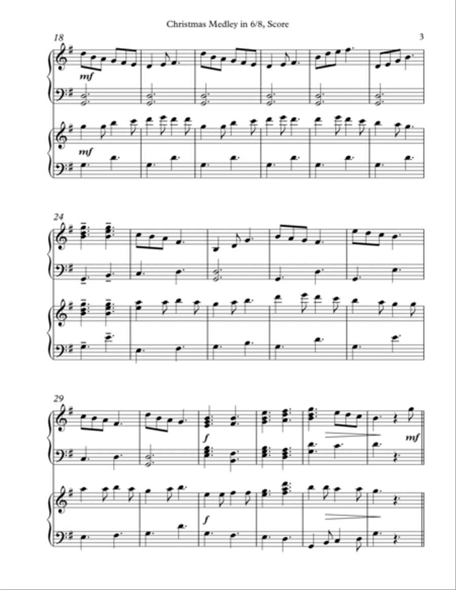 Christmas Medley in 6/8, Harp Duet Celtic Harp scores gallery preview page 3