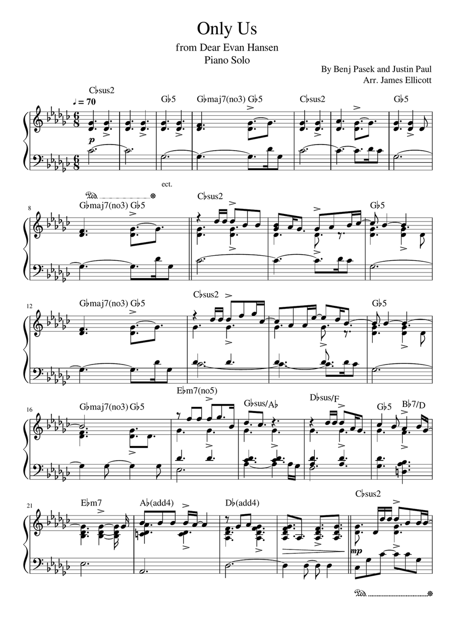 Only Us Piano Solo scores gallery preview page 1