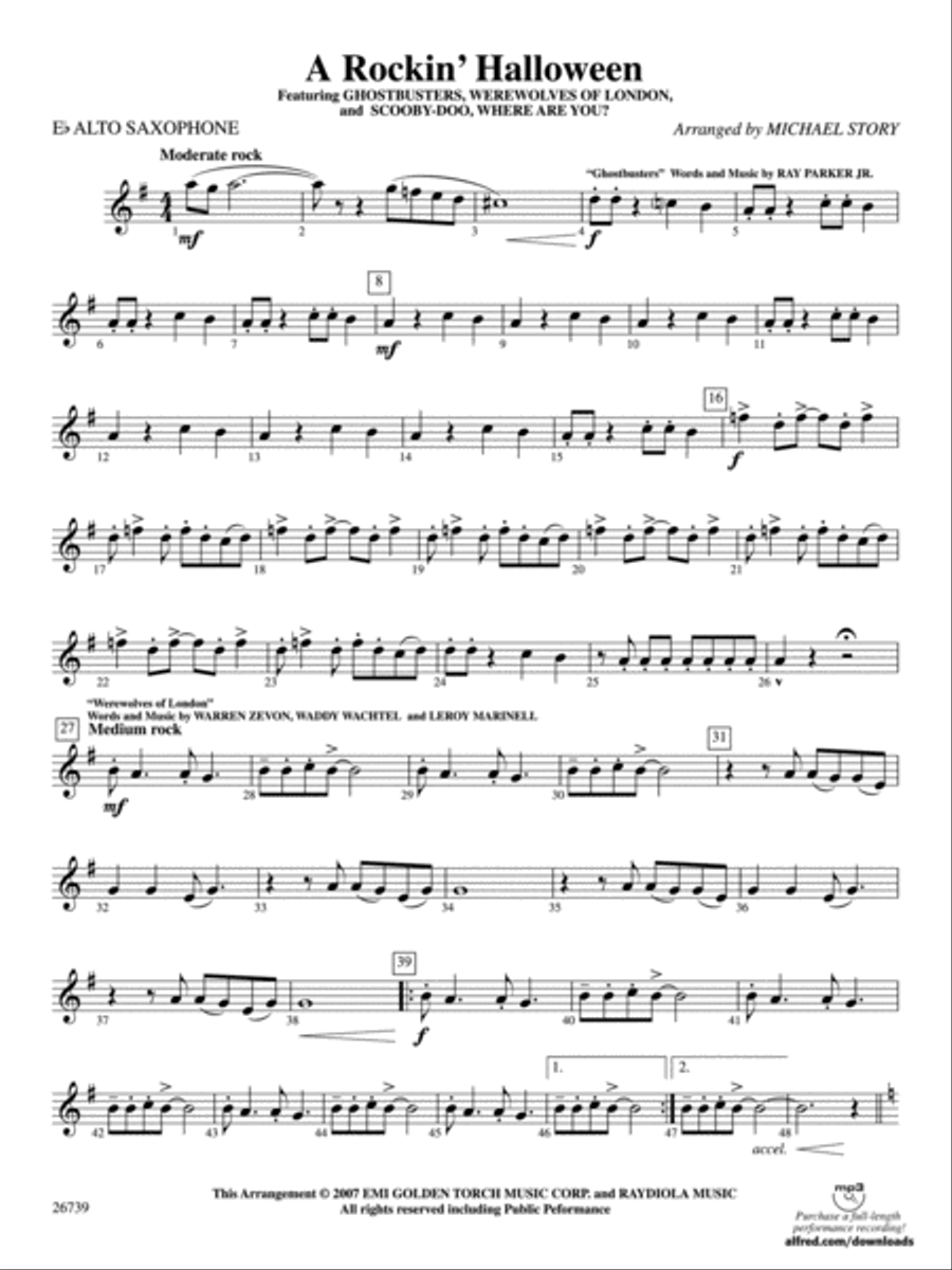 A Rockin' Halloween: E-flat Alto Saxophone Concert Band scores gallery preview page 1