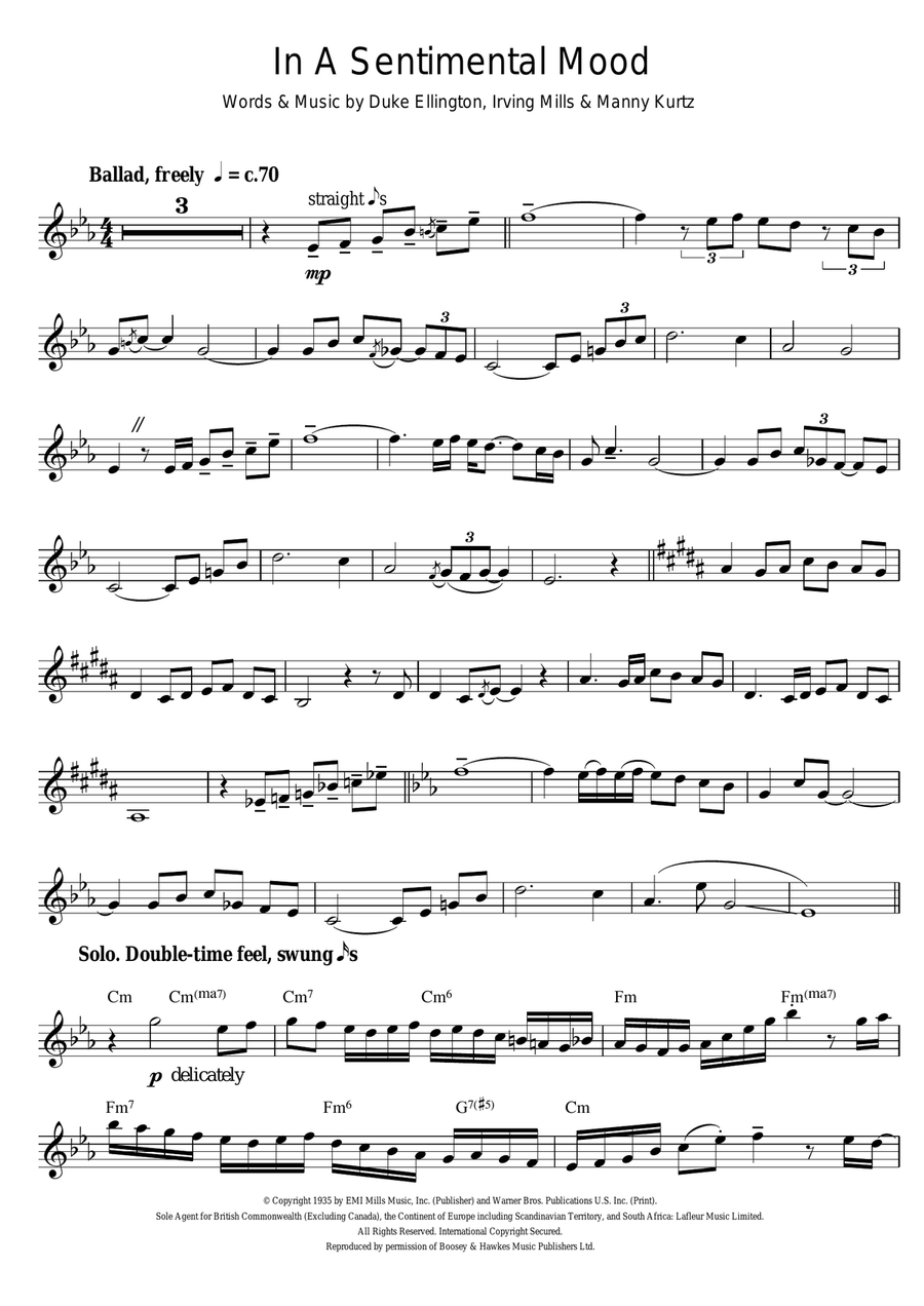 In A Sentimental Mood In A Sentimental Mood Trumpet Solo scores gallery preview page 1