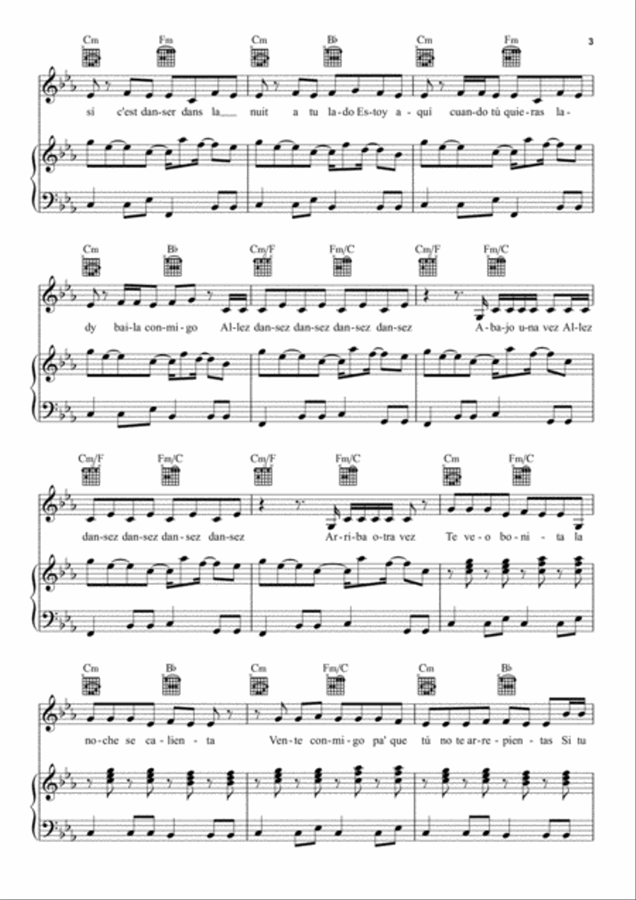 Baila Paris Piano, Vocal, Guitar scores gallery preview page 3