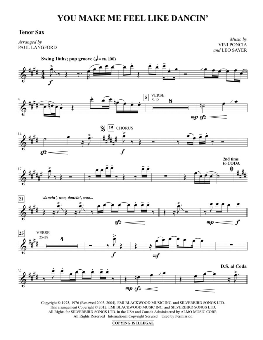 You Make Me Feel Like Dancing - Tenor Sax Choir scores gallery preview page 1