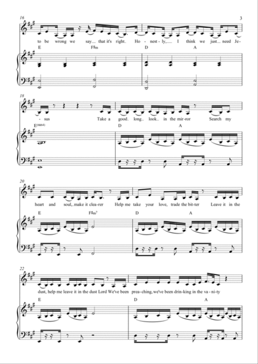 Honestly, We Just Need Jesus Piano, Vocal, Guitar scores gallery preview page 3