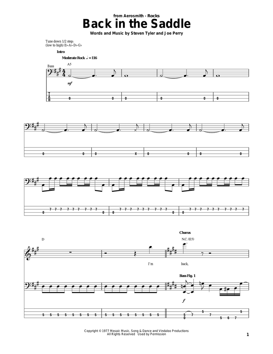 Back In The Saddle Acoustic Guitar scores gallery preview page 1