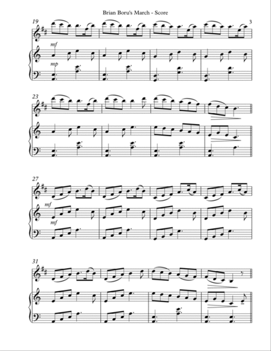 Brian Boru’s March, Duet for Bb Clarinet and Harp B-Flat Clarinet scores gallery preview page 3
