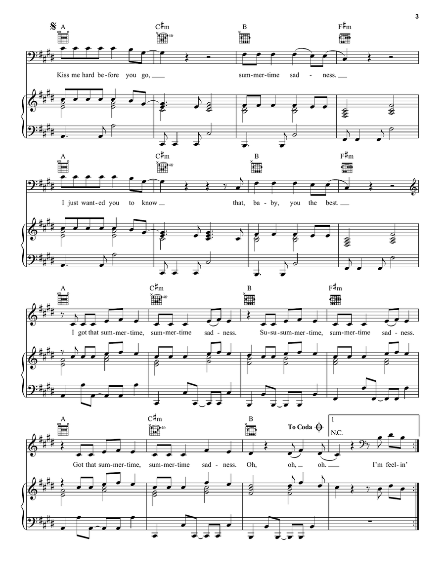 Summertime Sadness Acoustic Guitar scores gallery preview page 3