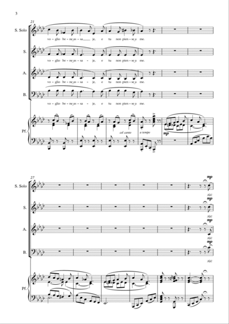 Te Voglio Bene Assaje (italian) 3-Part scores gallery preview page 3