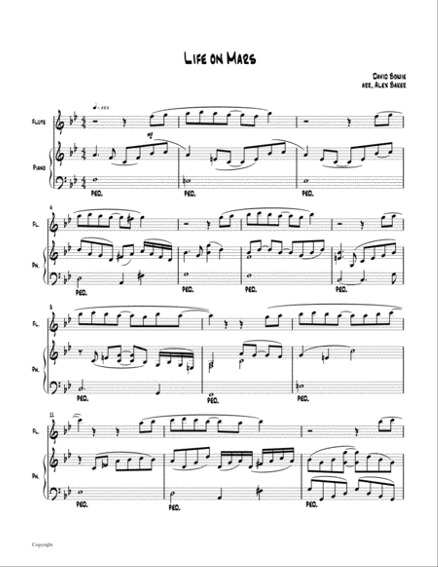Life On Mars Flute Solo scores gallery preview page 1