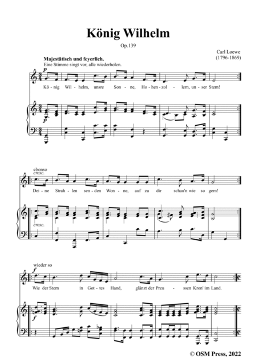 Loewe-König Wilhelm,in C Major,Op.139,for Voice and Piano Voice Solo scores gallery preview page 3