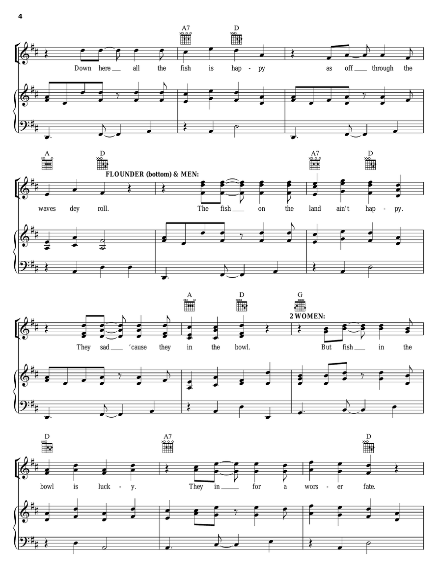 Under The Sea (from The Little Mermaid: A Broadway Musical) Piano, Vocal, Guitar scores gallery preview page 4